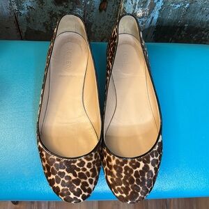 J.Crew Nora Calf Hair Leopard Print Ballet Flats Shoes size 8